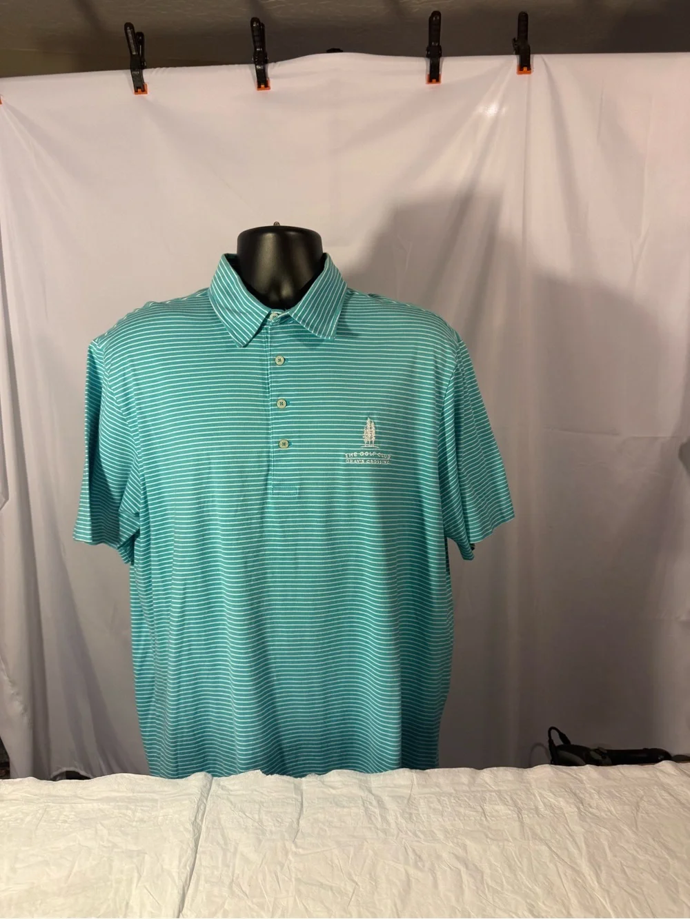 Men's Teal Stripe Polo Shirt - Sailboat Logo